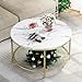 thumbnail image 3 of YITAHOME White Marble Round Coffee Table with Glass for Living Room, 2-Tier Circle Coffee Table with Storage Clear Coffee Table, Simple Modern Center Cocktail Table, White & Gold, 3 of 4