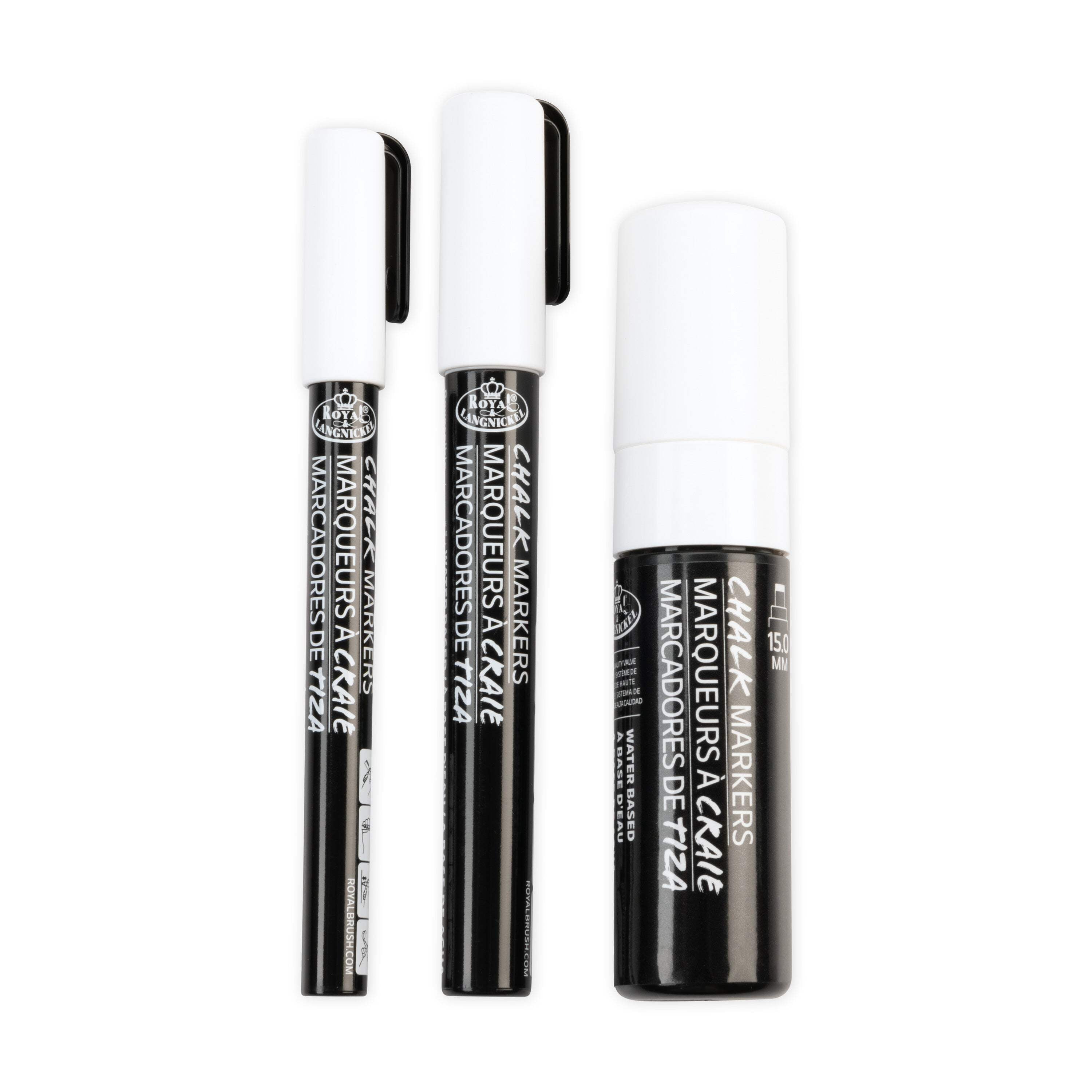 Royal & Langnickel Chalk Markers , Variable Tip Sizes, White, 3 Pack