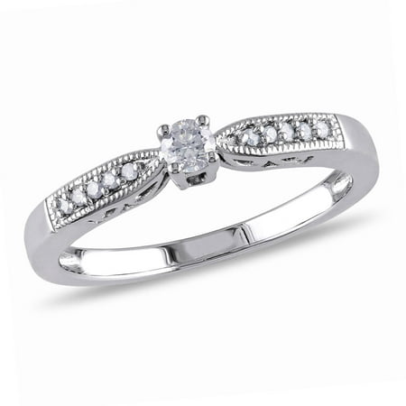 Miabella 1/6 Carat T.W. Diamond Sterling Silver Engagement Ring