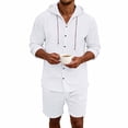 thumbnail image 5 of HBGVBA Summer 2 Piece Set for Men Long Sleeve Hooded Casual Top Elastic Waist Comfortable Shorts Set, 5 of 5
