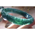 thumbnail image 5 of Icy Green Natural A JADE Jadeite Phoenix Flower Ruyi Bangle Bracelet 59 mm 680216 TN, 5 of 14