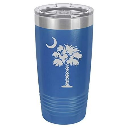 

Tumbler Stainless Steel Vacuum Insulated Travel Mug Palmetto Tree South Carolina Palm Moon (Blue 20 oz)