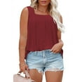 thumbnail image 2 of FAIWAD Women's Plus Size Tank Tops Summer Sleeveless Loose Pleated Shirts Square Neck Mesh Flowy Tunics Tees, 2 of 8