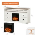 thumbnail image 2 of Wampat Fireplace TV Stand for TVs Up to 65 Inch, Electric Fireplace TV Console, Wood Entertainment Center with Storage Cabinet, Sliding Barn Door, 2 Heating Mode, 5 Brightness,Oak&White, 2 of 9