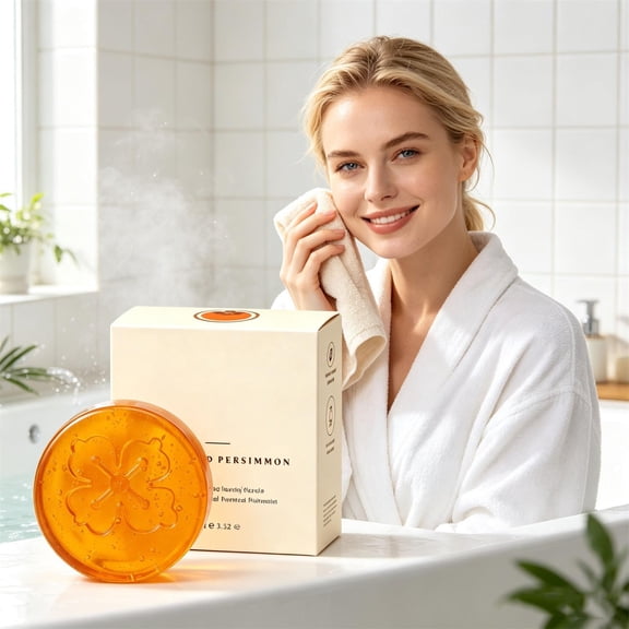 PIGOGI Fermented Persimmon Soap Bar Gentle Cleansing for Face and Body Soft Fresh Feeling with Glycerin Shea 100g