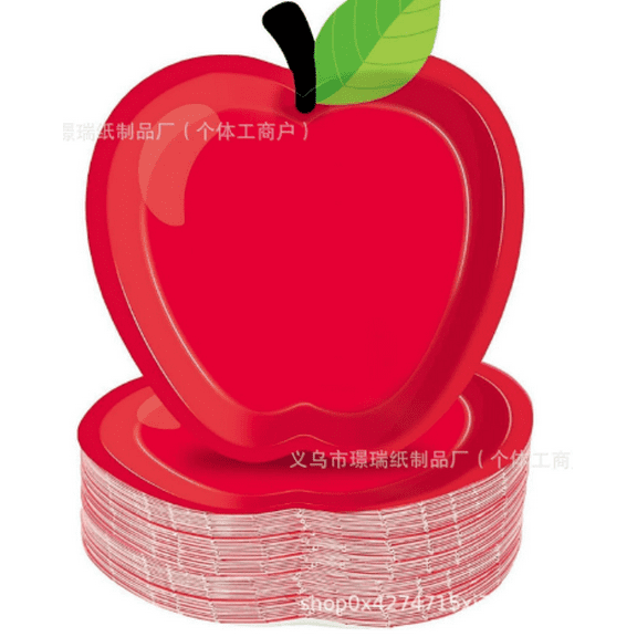 Easeky 24-Pack Red Paper Plates, Apple-Shaped Disposable Tableware for Back to office, Christmas, Or Kindergarten Parties, Durable And Festive Decor for teen And Guests, 24 Apple Paper Plates