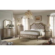 ACME Chelmsford Eastern King Bed in Beige Fabric & Antique Taupe