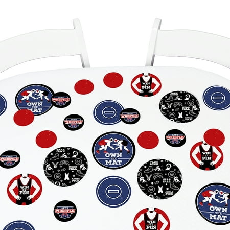 - Own The Mat - Wrestling - Birthday Party Giant Circle Confetti - Wrestler Party Decorations - Large Confetti 27 Count