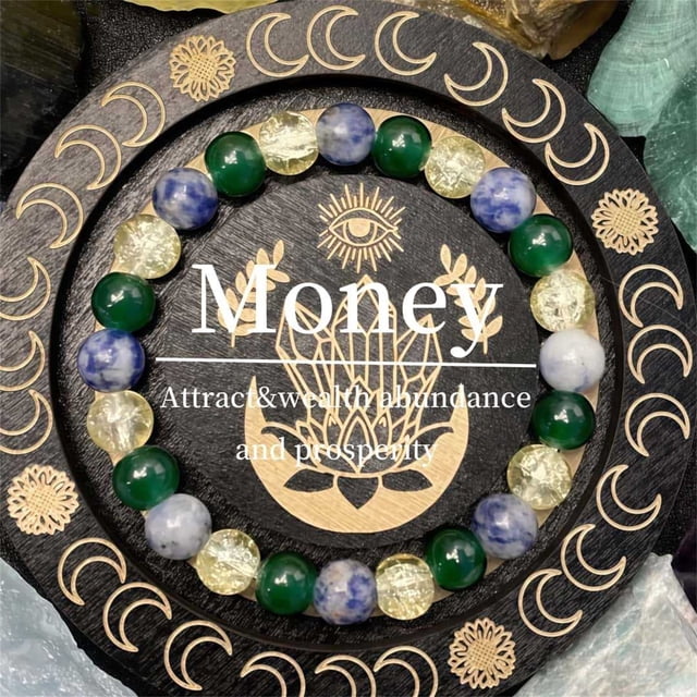 Pulsera para atraer la riqueza para hombres y mujeres, piedra cristalina natural, elástica, ajustable, hecha a mano, para uso diario