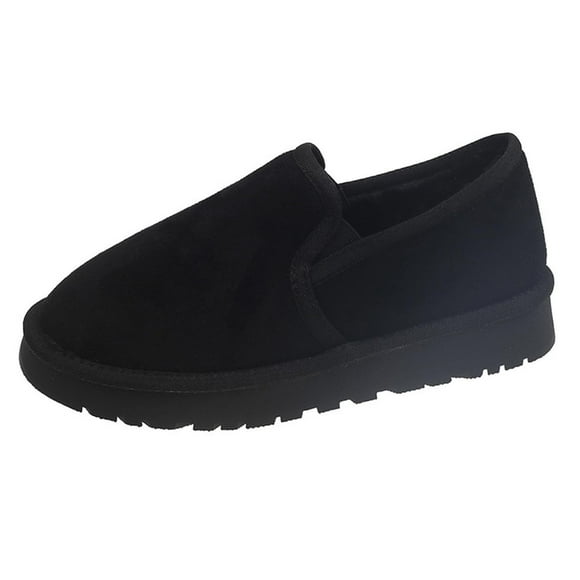 Kyusrd Snow Boots For Women Ankle Boots Women's Fashionable Casual Winter Versatile Plus Velvet Moccasins Buckled Low Heel Comfortable Flat Shoes