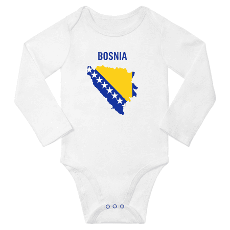 

Bosnia Flag Map Baby Long Slevve Romper (White 18-24 Months)