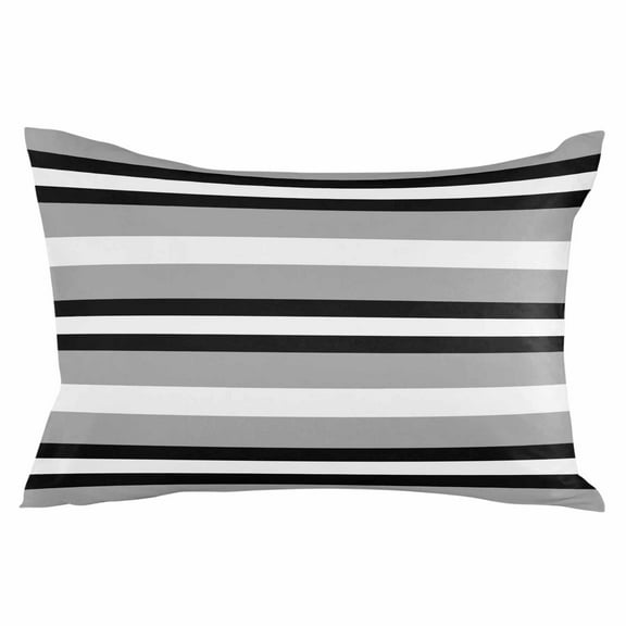 Outdoor Waterproof Throw Pillow Covers Set of 2 Black Stripe Decorative Pillowcases Lumbar Outdoor Pillows Cushion Case 20x12 Inch Grey Simple Striped Patio Pillows for Couch Sofa Bed Garden