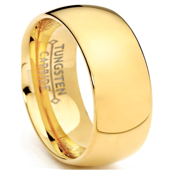 DESIGNICE Mens 7Mm 18K Goldtone Plated Dome Tungsten Ring Wedding Band Gold Wedding Band Men