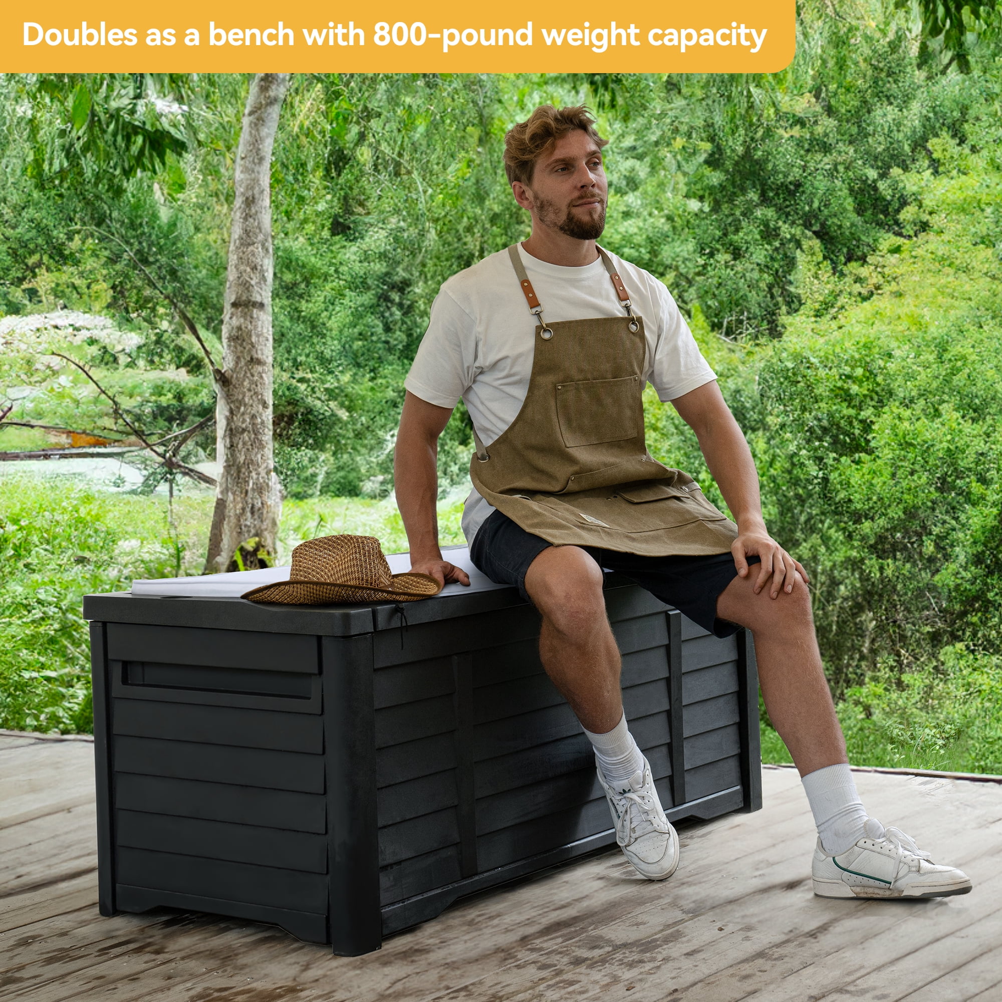 Dextrus Outdoor 120 Gallon Resin Deck Box, Black
