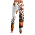 thumbnail image 5 of Wutalume Halloween Women's Print Pajama Pants - Cuffed Drawstring Ankle Pants with Pockets, Comfortable Casual Trousers for Fall Party Daily,Yellow S, 5 of 5