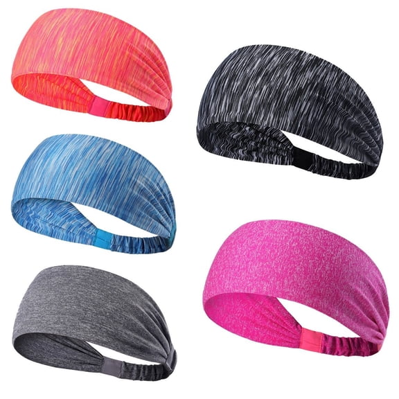 Workout Sport Headband for Yoga/Running/Cycling/Exercise Elastic Sweatband Hair Wrap (Pack of 5)