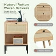 thumbnail image 3 of Brafab Rattan Nightstand Set of 2, End Table, Bedside Table, Rattan Side Table with Handmade Natural Rattan Decorative Door, Accent Table, Modern Nightstand for Bedroom, Living Room, 3 of 9