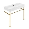 thumbnail image 2 of Carre 36 Ceramic Console Sink White Basin Brushed Gold Legs, 2 of 10