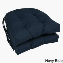 Blazing Needles  16-inch U-shaped Dining Chair Cushions (Set of 2) - 16" x 16" Navy Blue