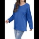 thumbnail image 2 of Blusas de Mujer de Larga con Cuello en V, Túnicas Casuales, Camisas Básicas, Blusas Holgadas Azul Real XL, 2 of 7