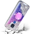 thumbnail image 2 of SOGA Bling Glitter Cover Compatible for Motorola Moto G Play 2021 Case, with Kickstand Ring for Magnetic Car Mounts, Lanyard Strap - Purple / Blue Galaxy, 2 of 3