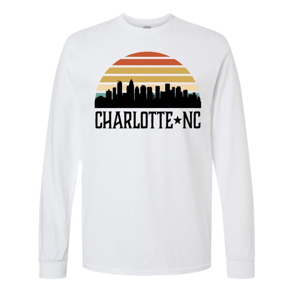 Inktastic Charlotte North Carolina Skyline Long Sleeve T-Shirt
