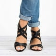 thumbnail image 4 of Tuobarr Womens Dress Heels Womens Middle Heels Fashion Hollow Out Ankle Strap Sandals Casual Shoes Black US Size 9, 4 of 5