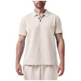 thumbnail image 2 of Jjayotai Mens Polo Shirts, Men's Summer Casual Stretch Jacquard Button Down Short Sleeve Tops Polo Shirt, True Classic Tees Men, 2 of 4