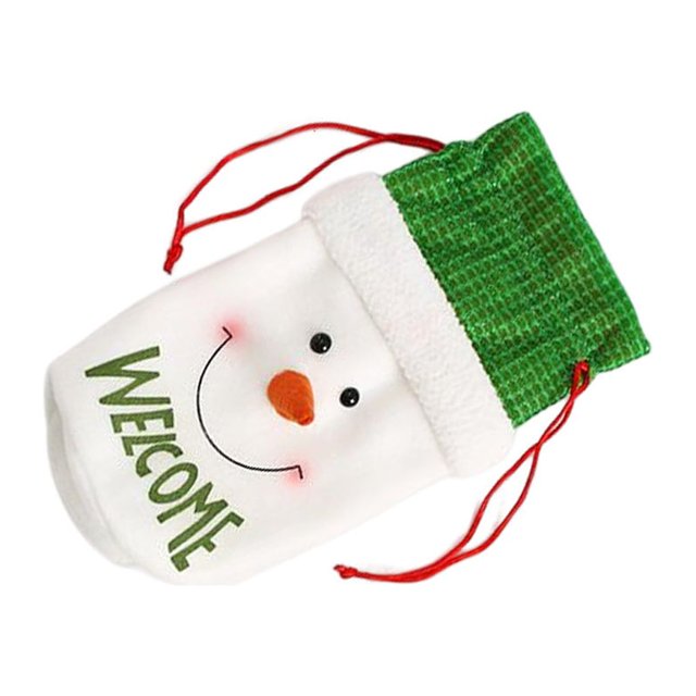 Yuarrent Funda para botella de vino con cordón de alce, de comedor de felpa, ropa de lentejuelas, decoración del hogar, bolsa de champán, Kits de decoración para fiestas Muñeco de nieve Yuarrent HA068247-02