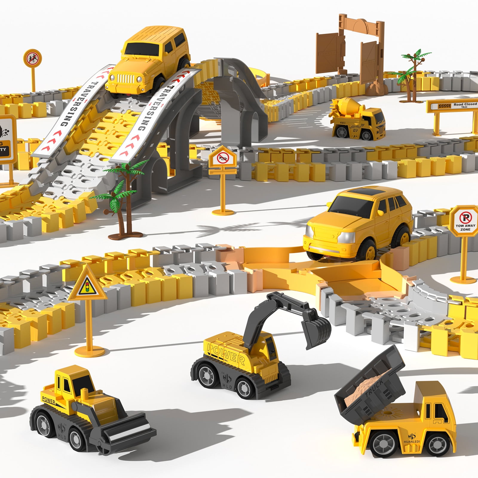 TEMI 236 Pieces Electric Engineering Rail Car Model Toy Rail Construction Playset DIY Rail Car Toys Educational Games Kids Toys