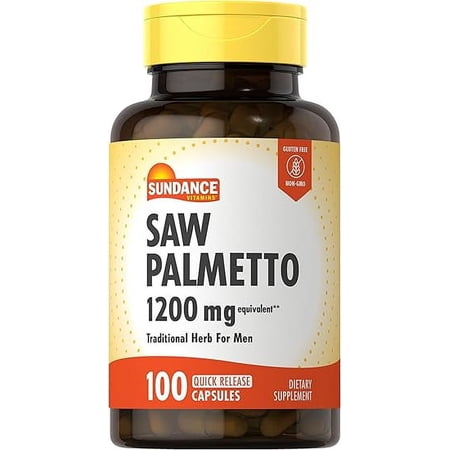 Sundance Saw Palmetto Men's Prostate Health Gluten-Free 1200mg 100ct,2-Pack