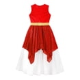 thumbnail image 4 of CHICTRY Kids Girls Lyrical Dance Dress Sleeveless Metallic Celebration of Spirit Dance Dress Tunic Praise Worship Gown Red 6, 4 of 5