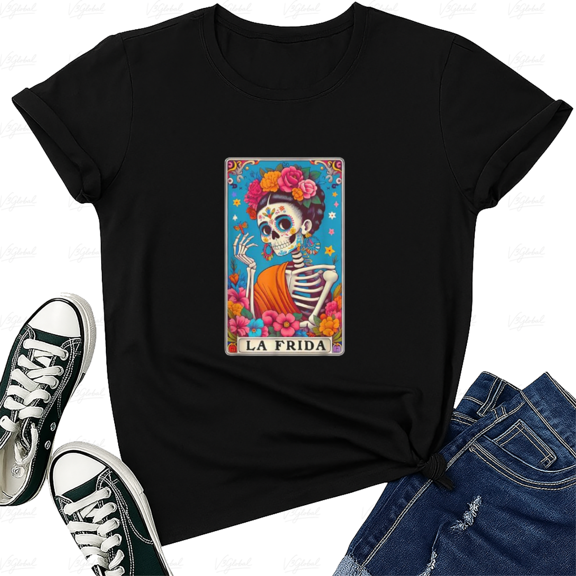 La Frida Tarot Card Dia De Los Muertos Halloween Design Unisex T-Shirt up to size 5XL