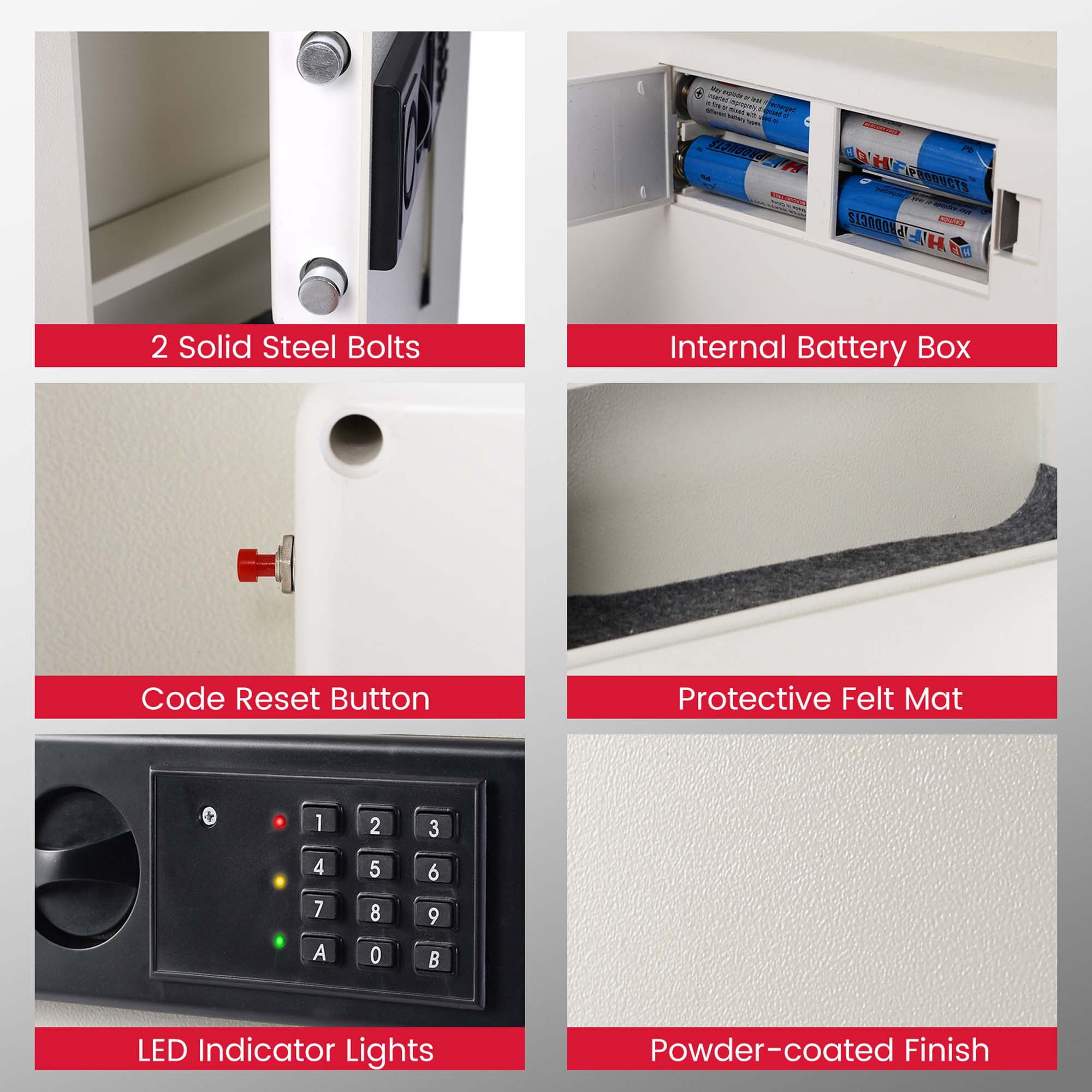 Digital Flat Recessed Wall Safe Home Security Lock Gun Cash Box Electronic
