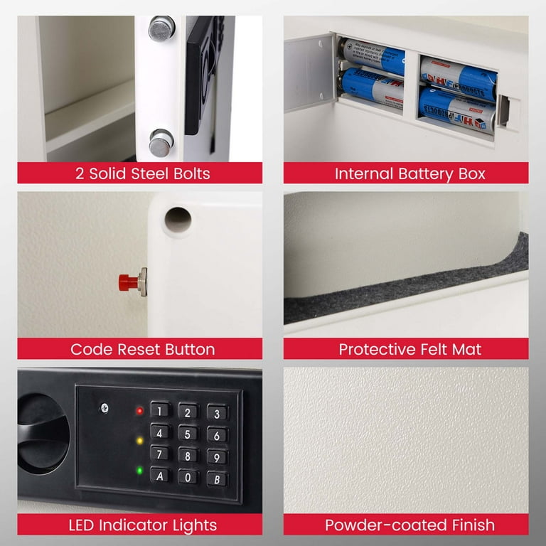 Digital Electronic Flat Recessed Wall Hidden Safe Security Box Jewelry Gun  Cash (Black)