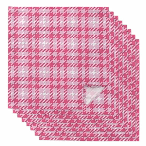 Boanket Valentine's Day, Cloth Napkins Set of 8, Holiday Napkins for Baby Shower, Saint Pink Country Rustic Lattice Washable Reusable Dinner Napkins for Cocktail Wedding Party, 20 x 20 Inch
