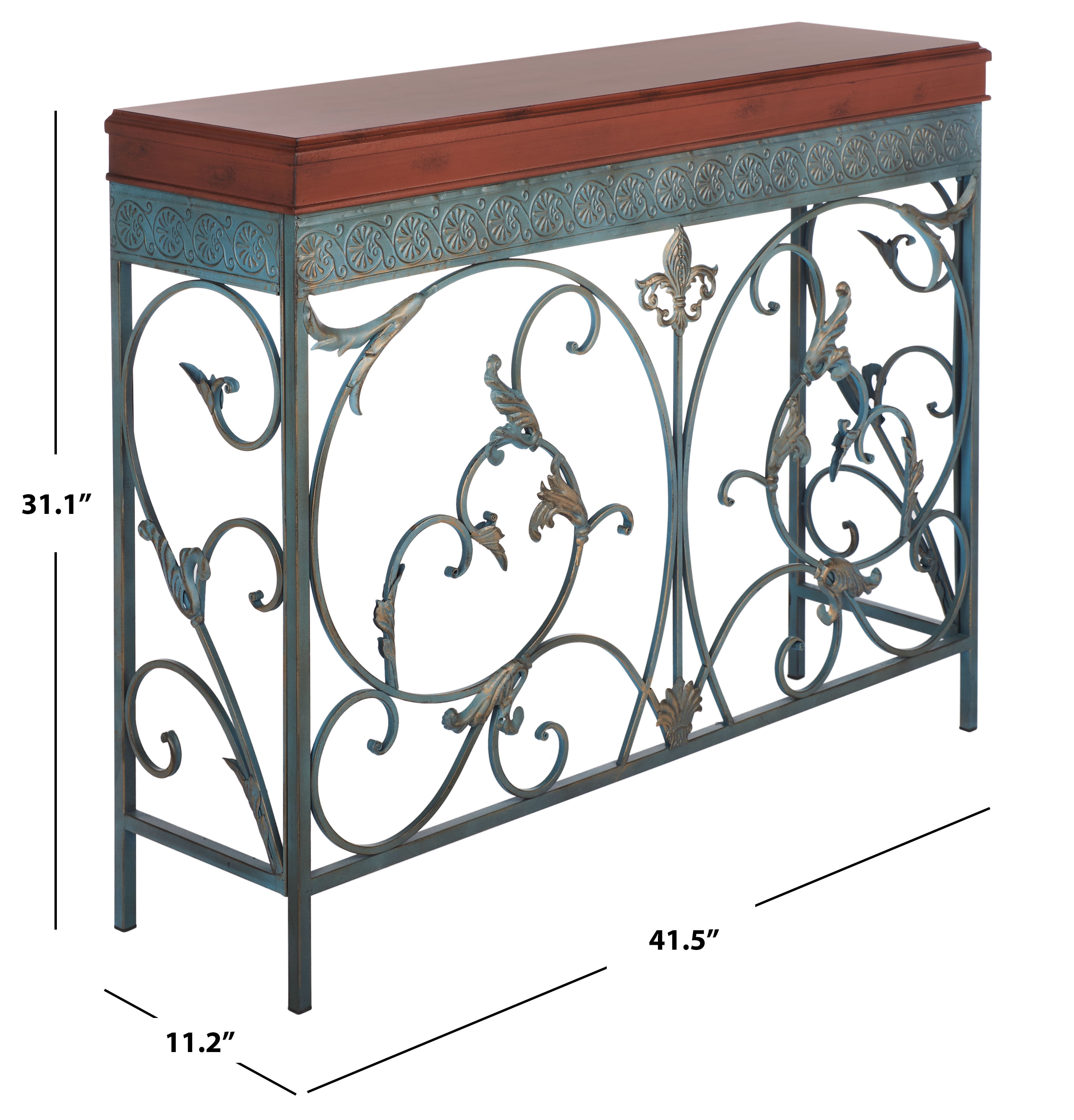 SAFAVIEH Cynthia Traditional Swirls Rustic Console End Table, Brown