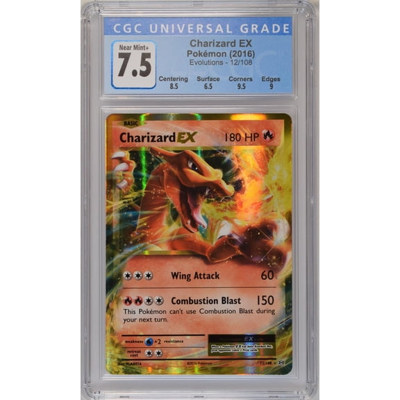 Collectible Graded 2016 Pokemon Evolutions Charizard EX Holo 12/108 CGC 7.5 #12/108
