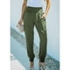 thumbnail image 2 of Pantalones con puños cónicos para mujer, cintura alta elástica, longitud hasta el tobillo, Color puro, holgados, con puños en pista, pantalones de chándal OD verde XXL, 2 of 7