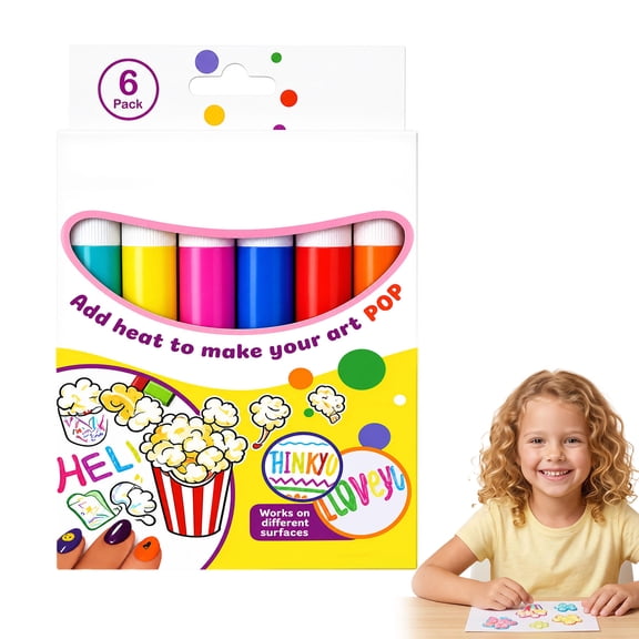 3D Relief Art Pen Popcorn Pen Multi-Surface DIY Tool for Canvas Wood Glass Creates Raised Textures and Tactile Art Effects
