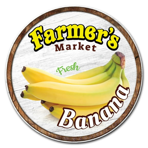 SignMission C-24-CIR-WS-Banana Corrugated Plastic Sign with Stakes 24 in. Circular - Farmers Market Banana