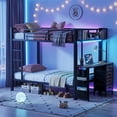 thumbnail image 6 of Miniyam Twin Over Twin Bunk Bed with Desk, Storage and Charging Station, Metal Frame, Black, 6 of 8