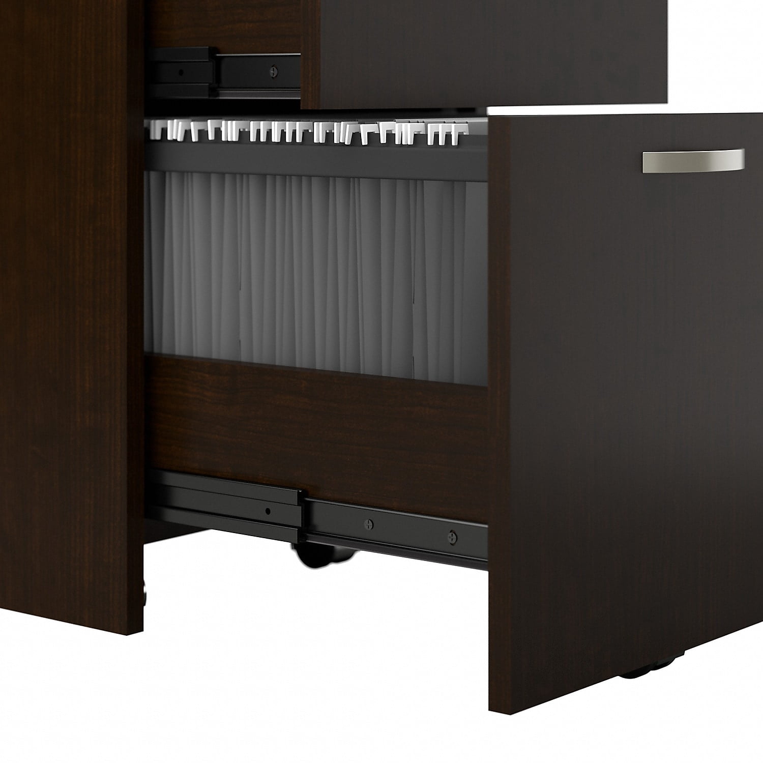 Office in an Hour 2 Person Cubicle Desk Set in Mocha Cherry - Engineered Wood