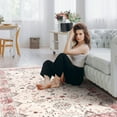 thumbnail image 5 of Balacho Soft Vintage Boho Floral Patterned Neutral Medallion Faux Wool Area Rug, 6' x 9', Pink, 5 of 8