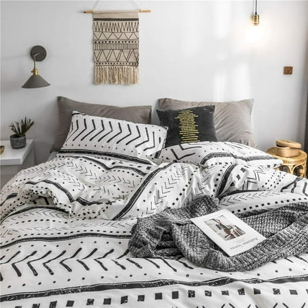 Bohemian Bedding Duvet Cover Set Black Striped Ethnic Boho Printed In White 100 Natural Cotton Walmart Canada