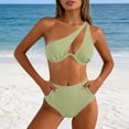 thumbnail image 3 of Qingpeng Women One Shoulder High Waisted Bikini Tie High Cut Two Piece Swimsuits, 3 of 8