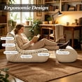 thumbnail image 4 of Homefun Lounge Chair with Ottoman,Modern Bean Bag Floor Chair with Non-Slip Base,Soft Chenille Reading Chair,No Assembly Required,Beige, 4 of 7