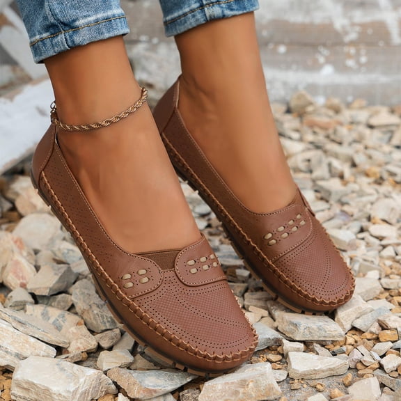 YOUYEDIAN Orthopedic Dress Shoes for Women Arch Support Non Slip Slip on Golf Shoes Wide Width Knitted Mesh Stretch Volleyball Shoes Soft 2026 New Foam Shoes (Camel)