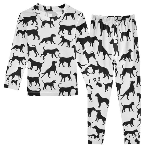 joogoo Silhouette Dogs 2 Piece Long Sleeve Tee and Pants Cotton Pajama Set 5Y