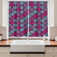 thumbnail image 2 of Ambesonne Geometric Kitchen Curtains, Motif, 55"x39", Aqua Magenta Violet, 2 of 3